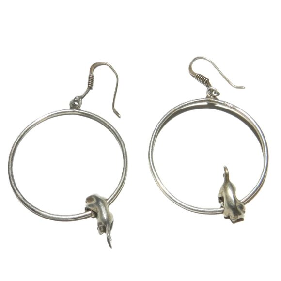 Vintage Playful Hanging Kittens Sterling Silver Earrings - Picture 9 of 13